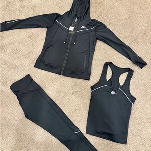 Nike Black 3-Piece Active Hoodie, Tank & Leggings Set